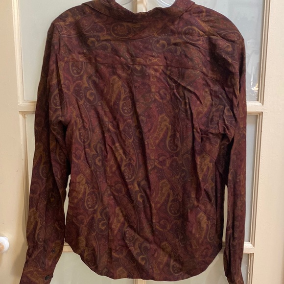 Lauren Ralph Lauren button down brown shirt paisley size petite P M - Picture 3 of 16